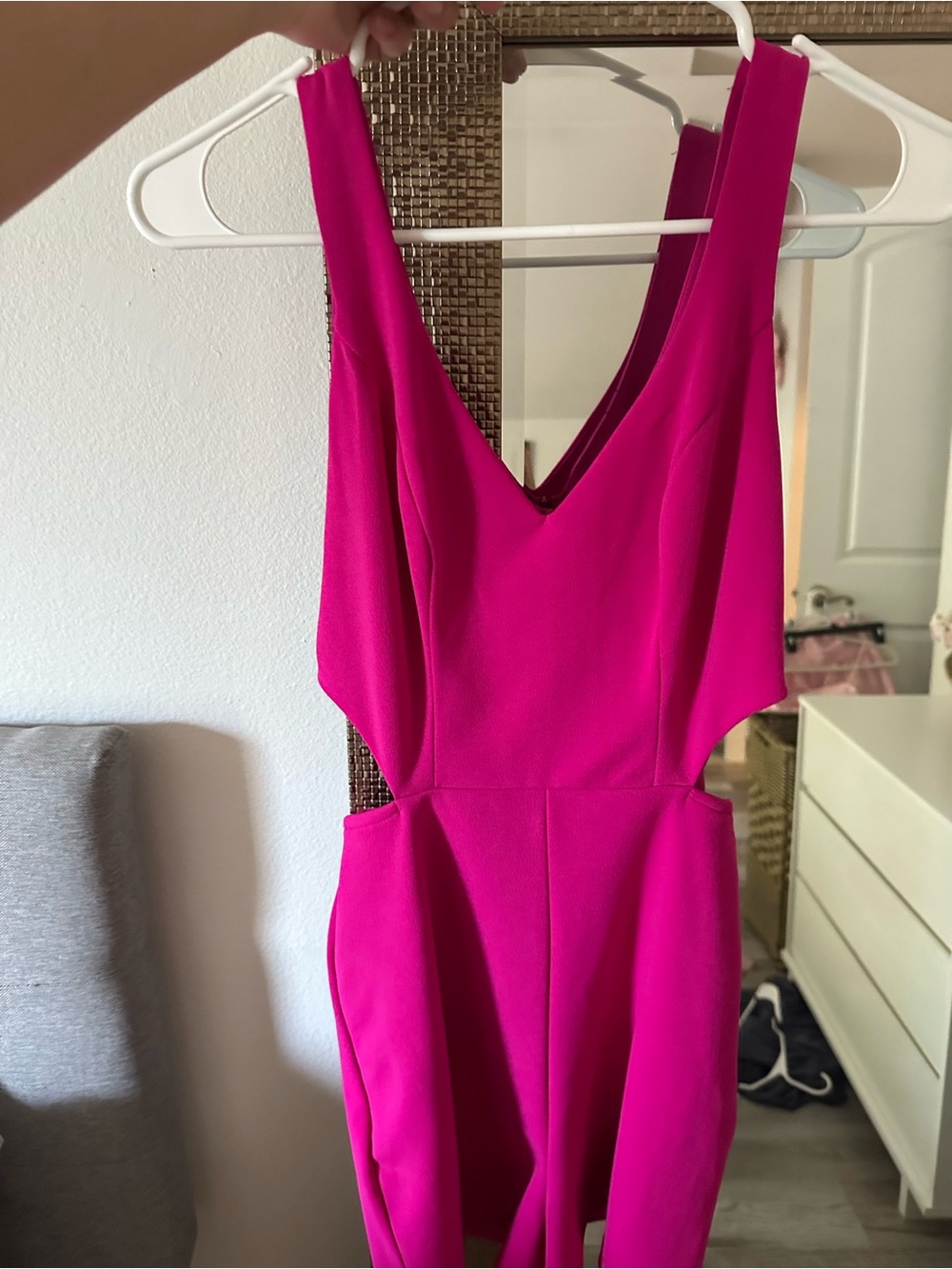Women's Hot Pink V-Neck Sleeveless Romper